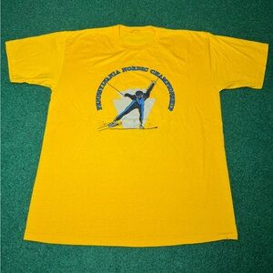 Vintage Pennsylvania Nordic Championship Cross Country Ski Large Yellow T Shirt